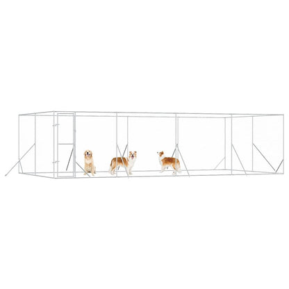 Perrera De Exterior Acero Galvanizado Plateado 8x4x2 M_3