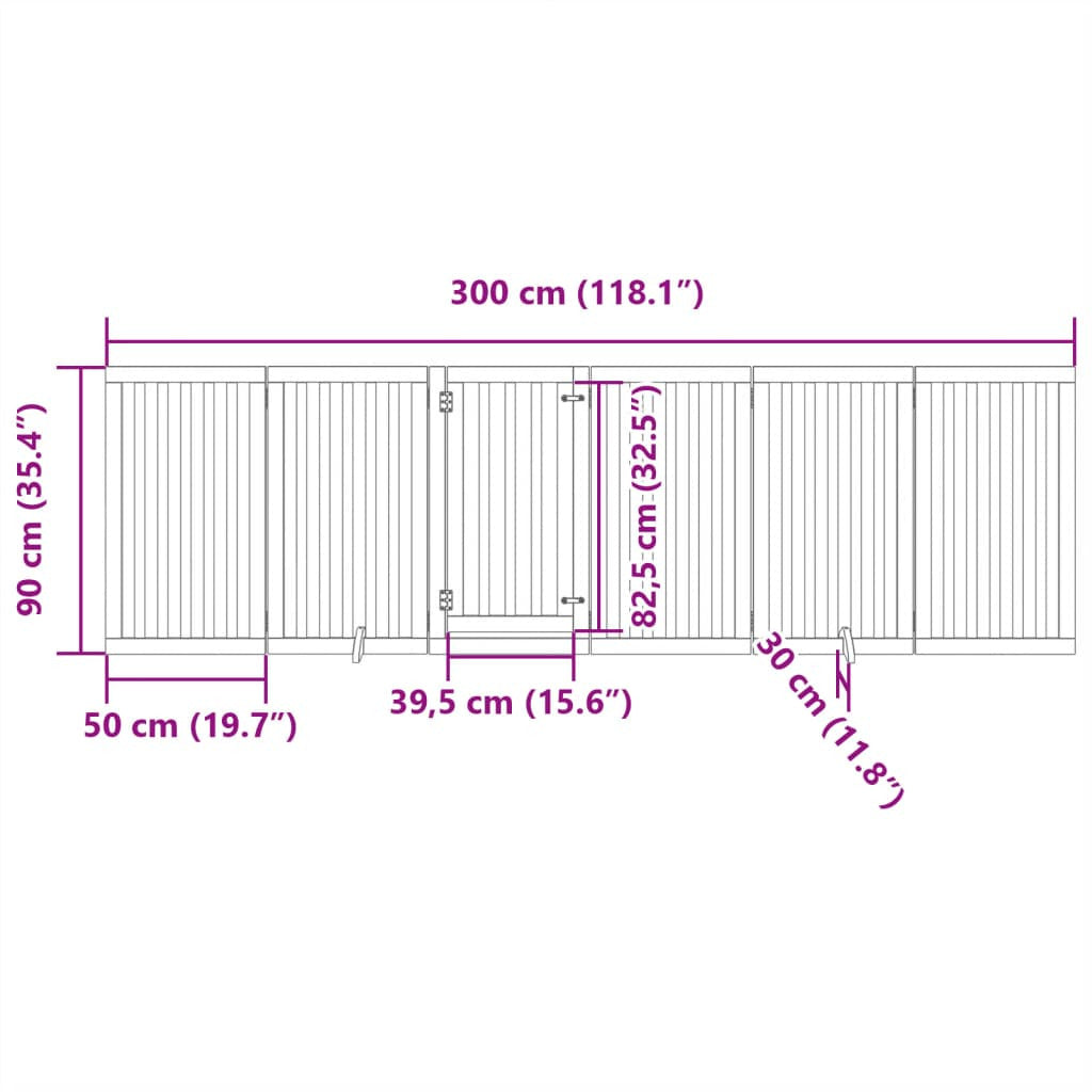 Vidaxl Puerta Para Perros Plegable 6 Paneles Madera Álamo Marrón 300cm_2