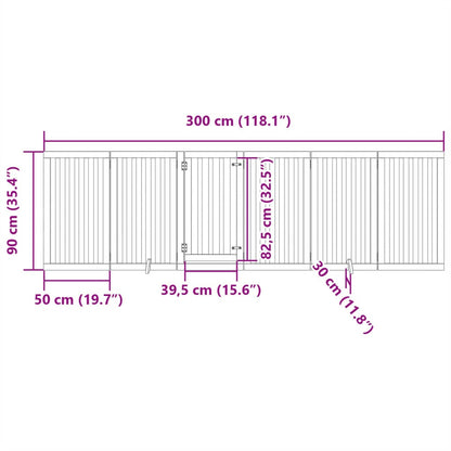 Vidaxl Puerta Para Perros Plegable 6 Paneles Madera Álamo Marrón 300cm_2