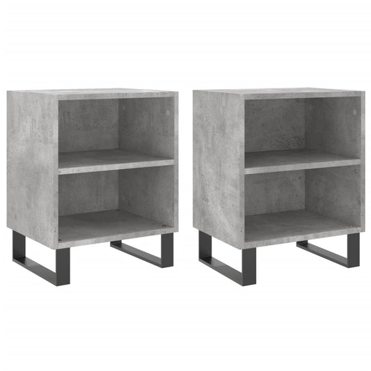 Mesitas De Noche 2 Uds Madera Gris Hormigón 40x30x50 Cm_0