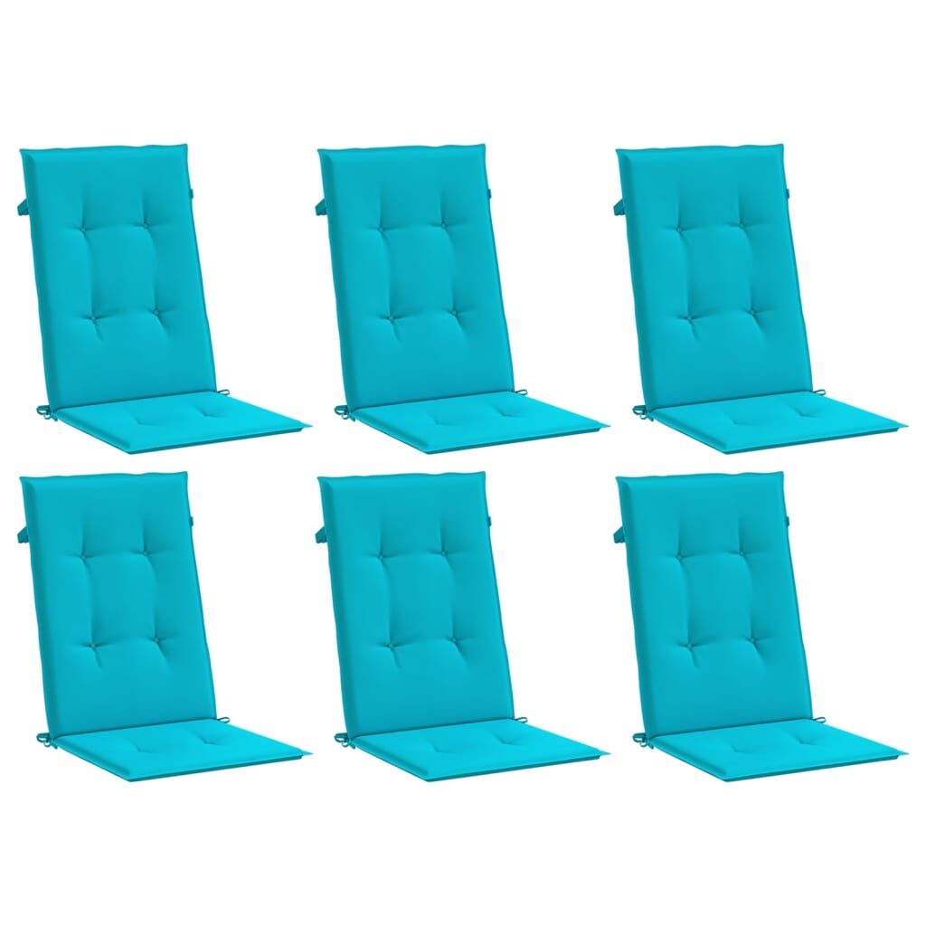 Vidaxl Cojines Para Sillas Con Respaldo Alto 6 Uds Tela Turquesa_0