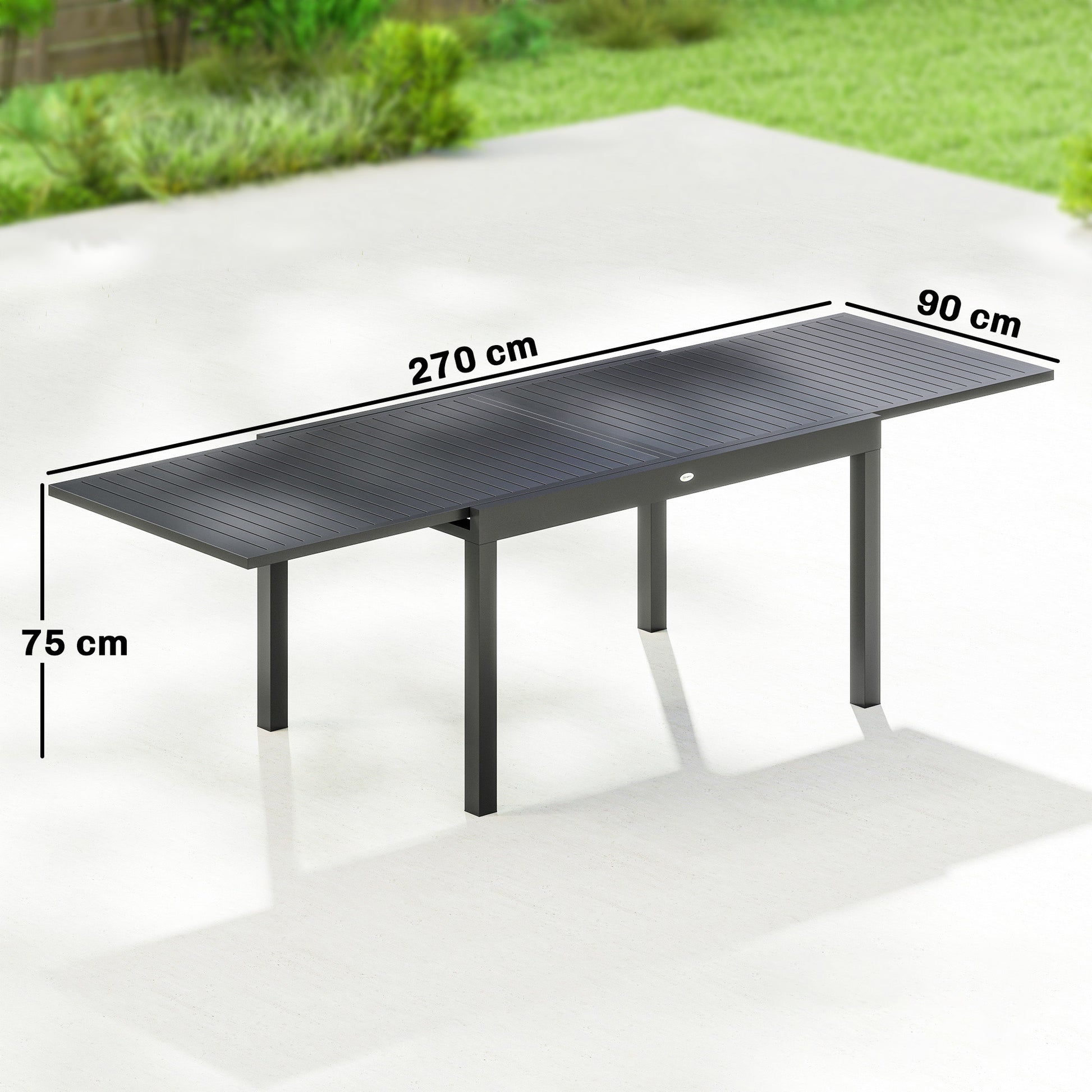 Outsunny Mesa De Jardín Exterior Extensible 135/270x90 Cm De Aluminio Gris_2