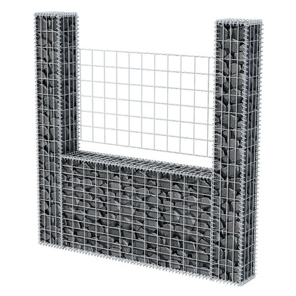 Cesta En Forma De U Muro De Gaviones Galvanizado 160x20x150 Cm / Vetonek_4