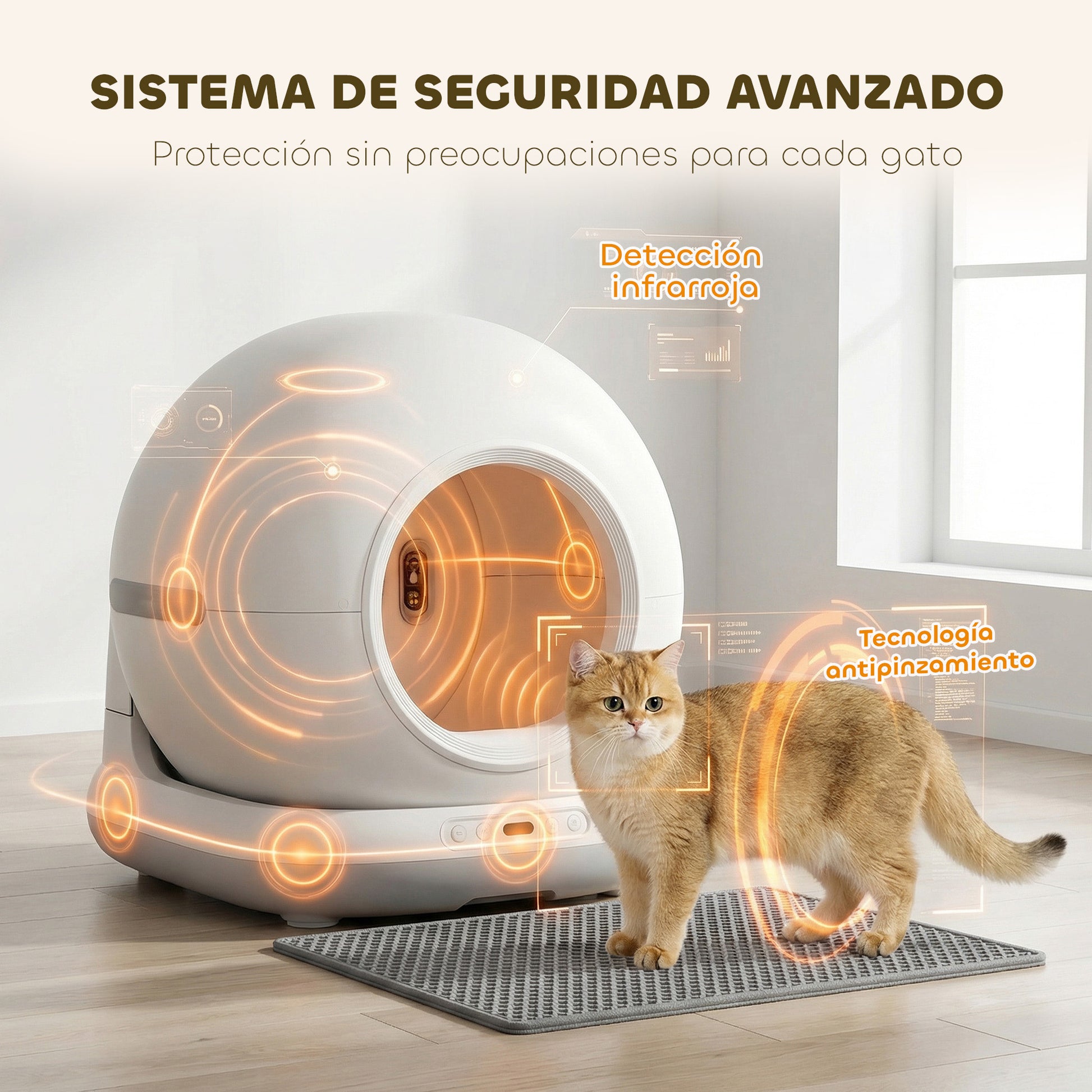 Pawhut Arenero Gatos Autolimpiable 72l Eliminación De Olores Control De App_5
