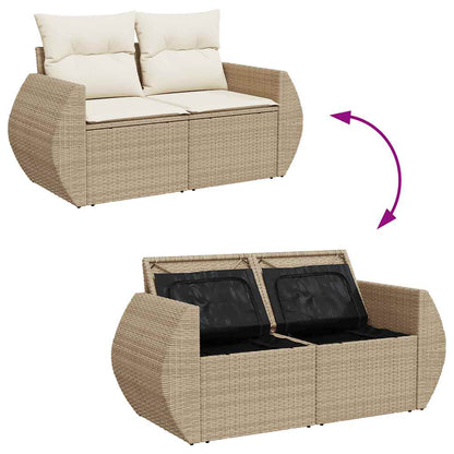 Set De Sofás De Jardín Con Cojines 9 Pzas Ratán Sintético Beige / Vetonek_5