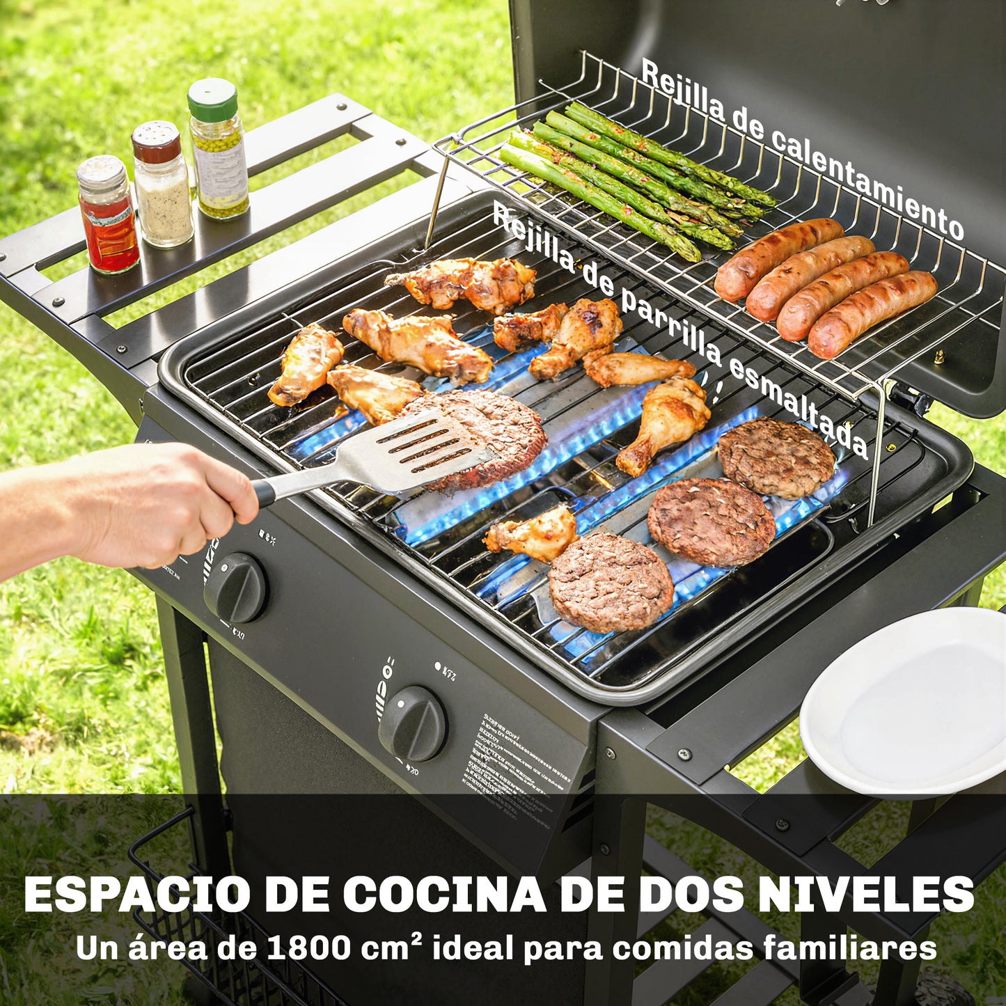 Outsunny Barbacoa De Gas Bbq Gas Con 2 Quemadores 5 Kw_4