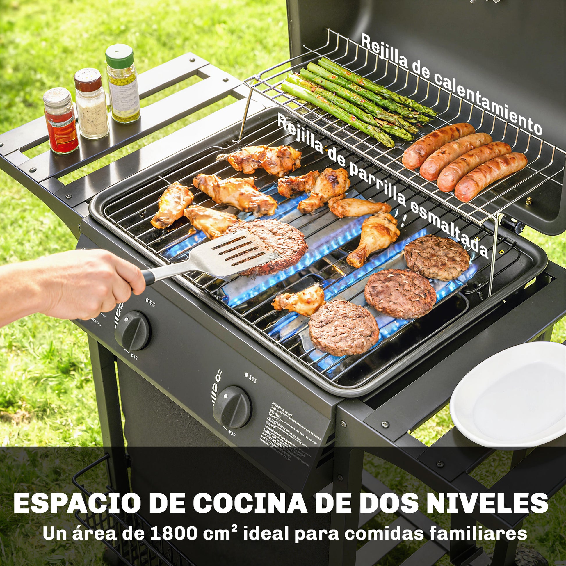 Outsunny Barbacoa De Gas Bbq Gas Con 2 Quemadores 5 Kw_4