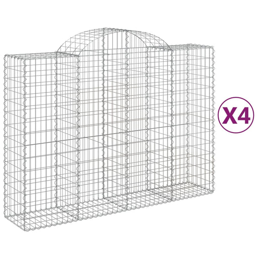Cestas Gaviones 4 Uds Forma De Arco Hierro 200x50x140/160 Cm_0