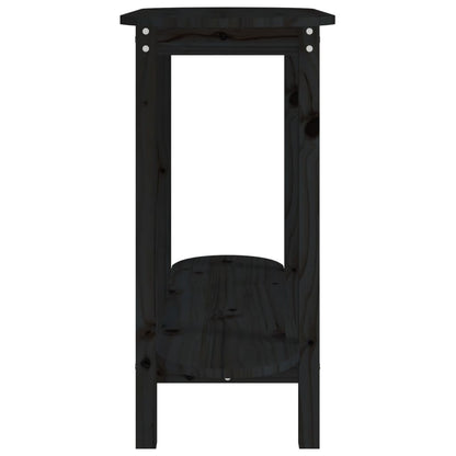 Mesa Consola Madera Maciza De Pino Negro 110x40x80 Cm_4