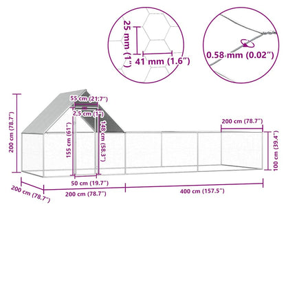 Vidaxl Gallinero Acero Galvanizado 6x2x2 M_2