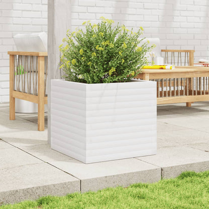 Jardinera De Madera Maciza De Pino Blanca 50x50x46 Cm_2