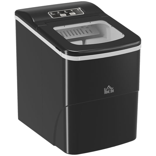 Homcom Máquina De Hielo 12 Kg/24h 9 Cubitos De Hielo En 8 Minutos Negro_0