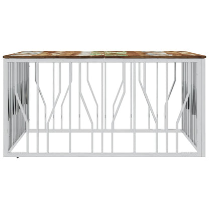 Mesa De Centro Acero Inoxidable Y Madera Reciclada Plateado_2