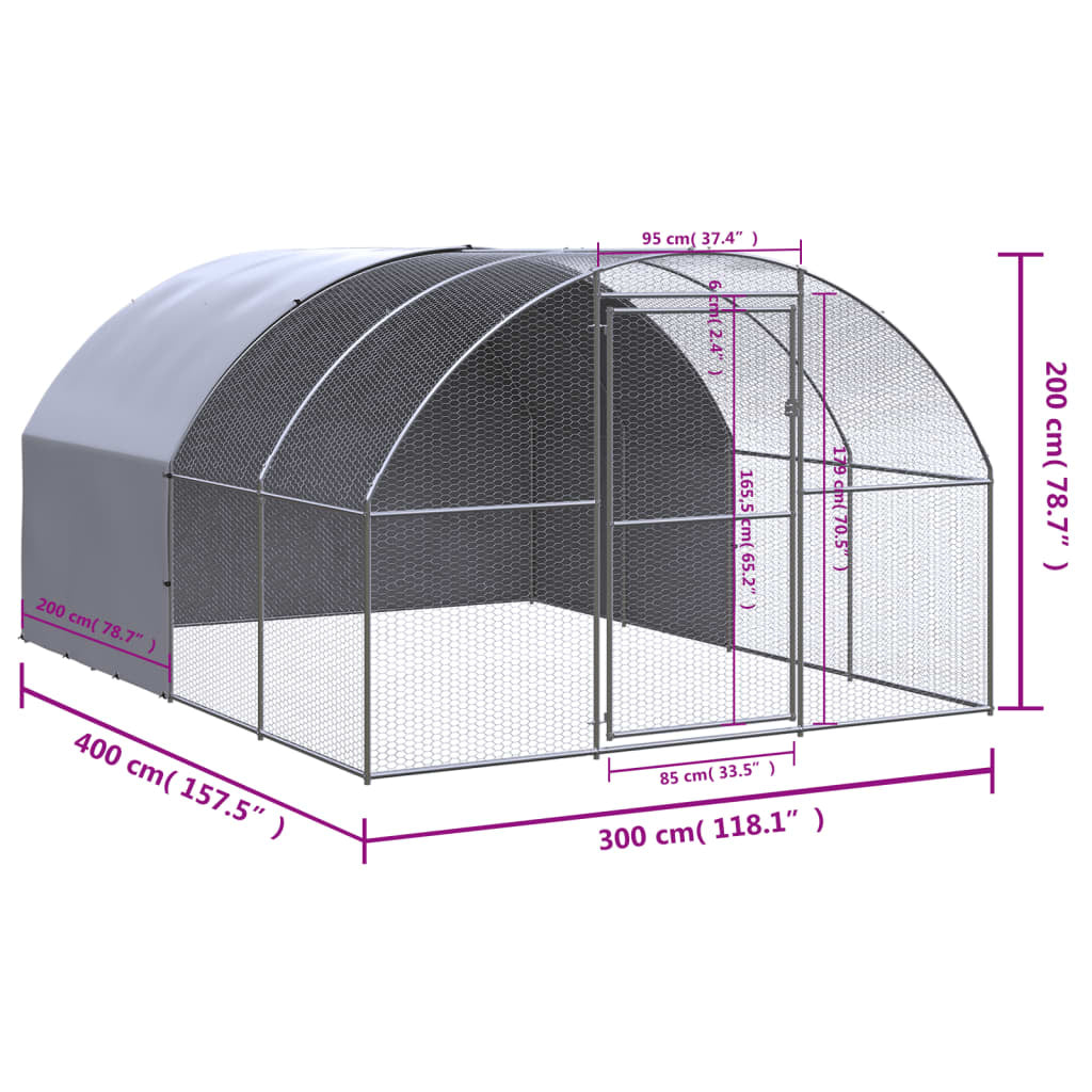 Vidaxl Gallinero De Exterior De Acero Galvanizado 3x4x2 M_2