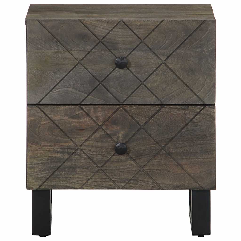 Mesita De Noche De Madera Maciza De Mango Negra 40x33x46 Cm_1