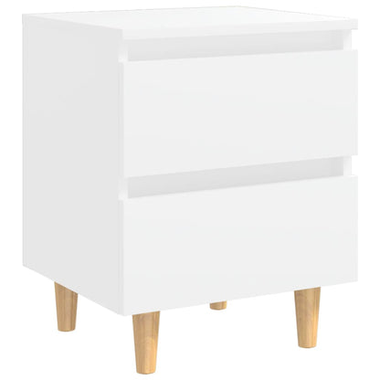 Mesita De Noche Patas De Madera Pino Maciza Blanco 40x35x50cm_0