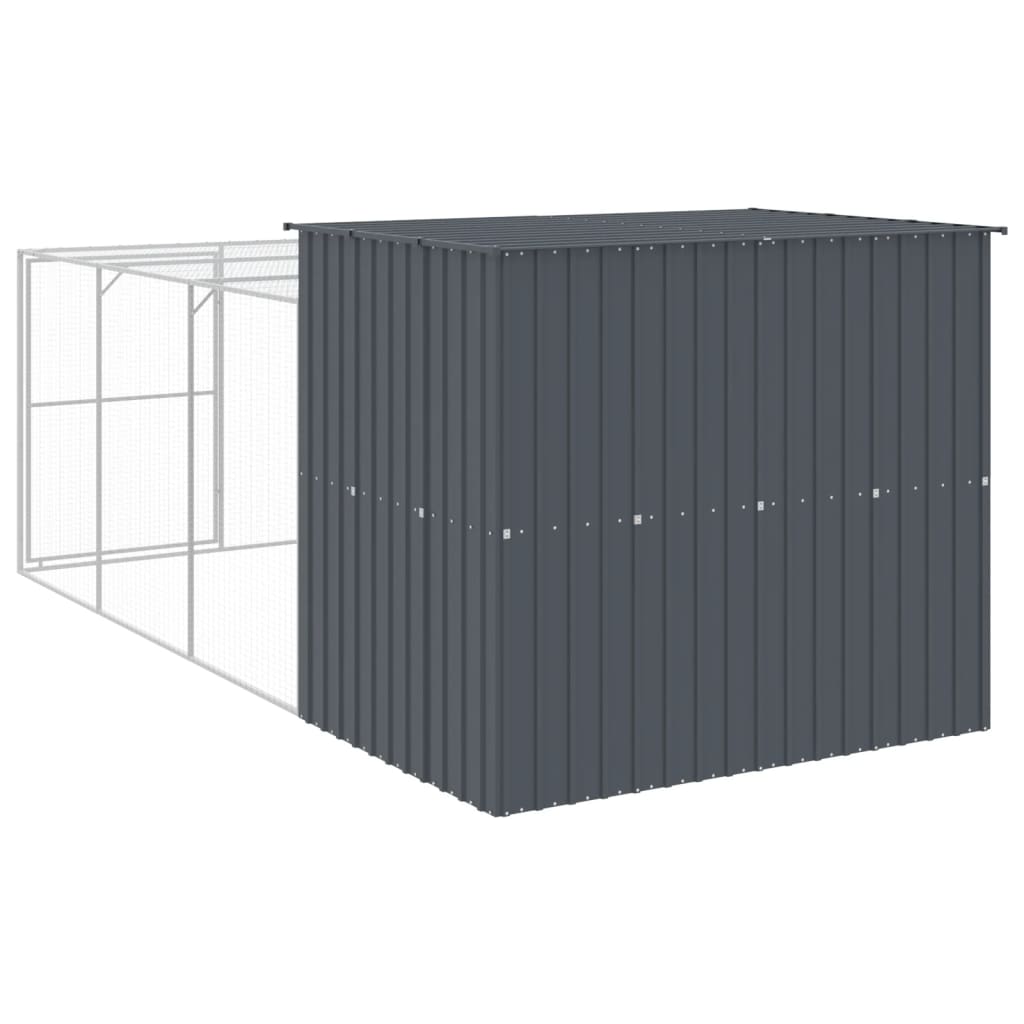 Caseta Perros Con Corral Acero Galvanizado Gris 214x457x181 Cm_4