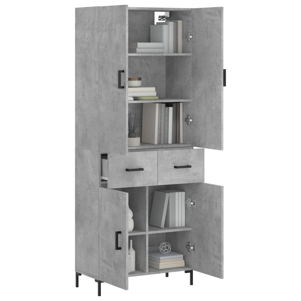 Aparador Alto Madera Contrachapada Gris Hormigón 69,5x34x180 Cm_2