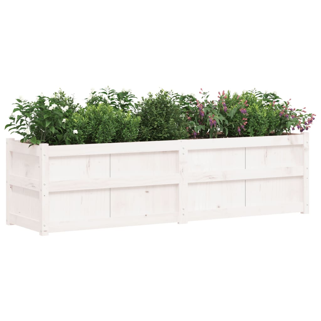 Jardinera De Madera Maciza De Pino Blanca 180x50x50 Cm_3