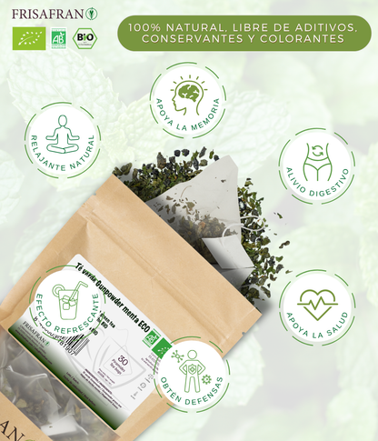 Té Verde Gunpowder Menta Ecológico Pirámides - Calidad Y Sabor | Frisafran 30 Uds_1