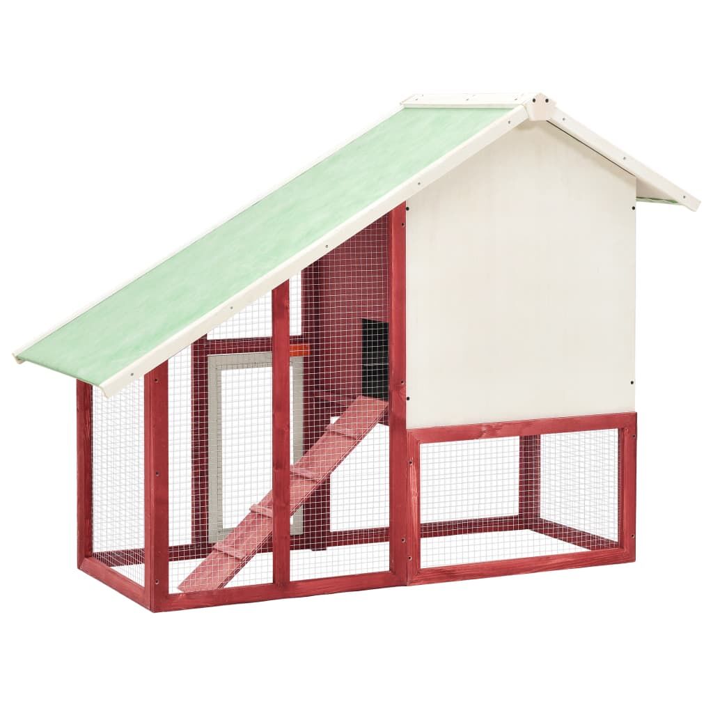 Vidaxl Conejera Madera Maciza De Abeto Rojo Y Blanco 140x63x120 Cm_3