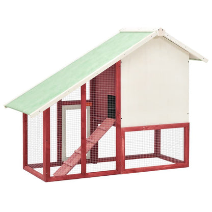 Vidaxl Conejera Madera Maciza De Abeto Rojo Y Blanco 140x63x120 Cm_3