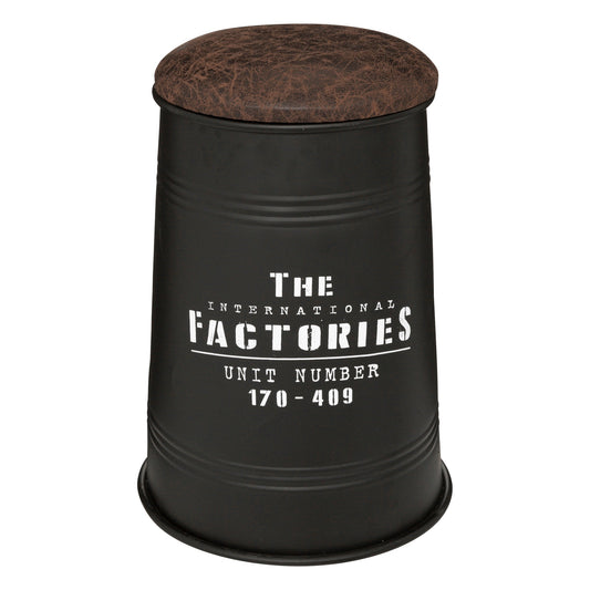 Well Home - Puf Canister joao, Metal Y Madera, Negro_0