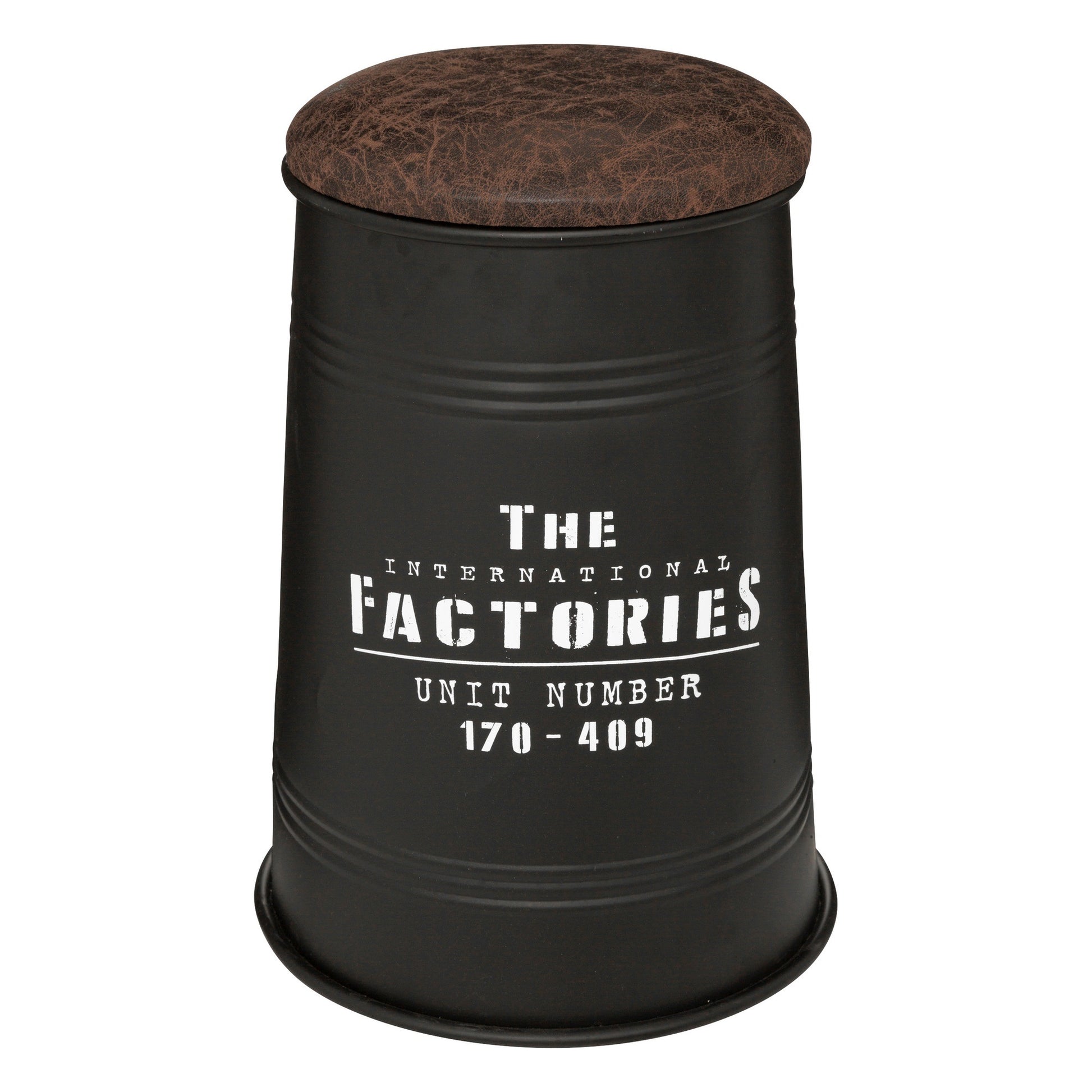 Puf Canister joao, Metal Y Madera, Negro