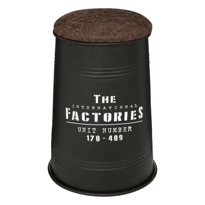 Puf Canister joao, Metal Y Madera, Negro