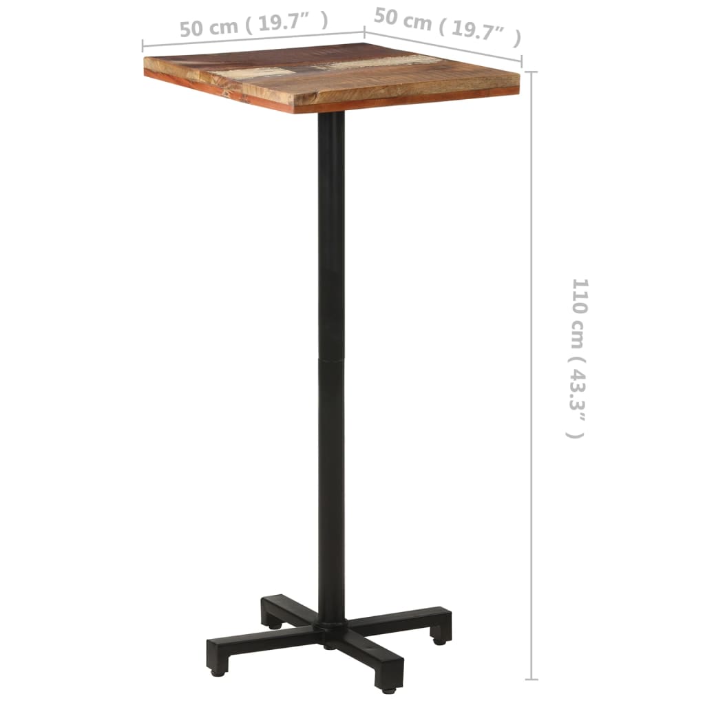 Mesa De Bistró Cuadrada Madera Maciza Reciclada 50x50x110 Cm_4