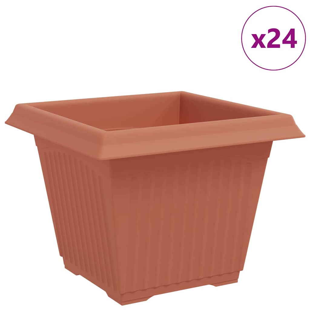 Maceta Cuadrada Para Flores 24 Uds. Rojo Ladrillo Plástico_0