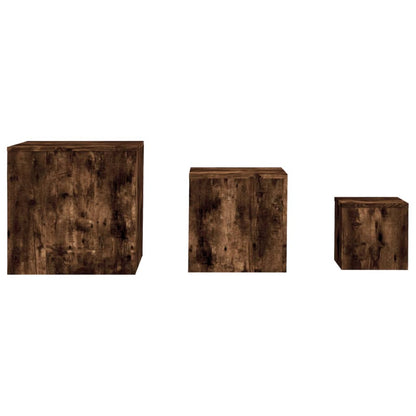 Mesitas Auxiliares 3 Piezas Madera Contrachapada Roble Ahumado_2