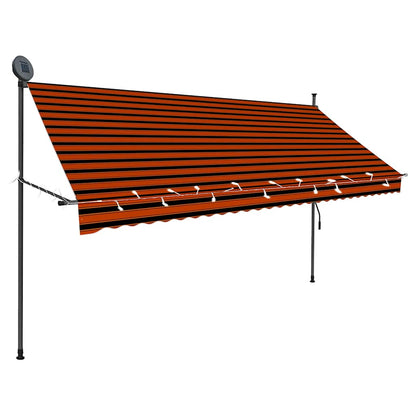 Toldo Manual Retráctil Con Led Naranja Y Marrón 300 Cm_2
