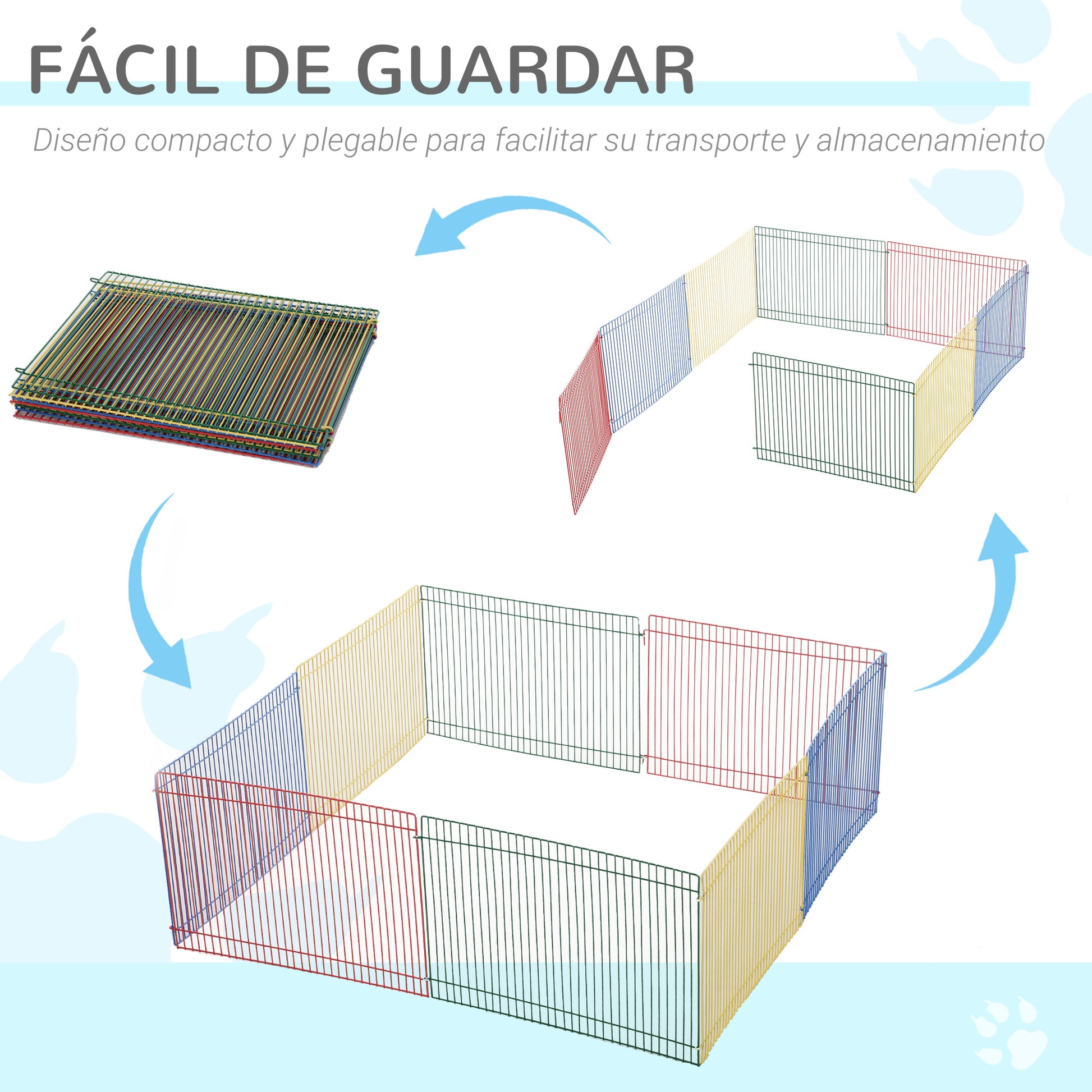Pawhut Parque Para Cachorros Plegable Con 8 Paneles De Valla Metálica 34x23 Cm_5