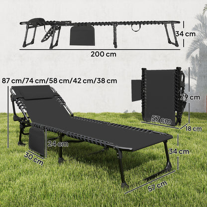 Outsunny Set De 2 Tumbonas Plegables Reclinables Con Reposacabezas Y Bolsillo_2