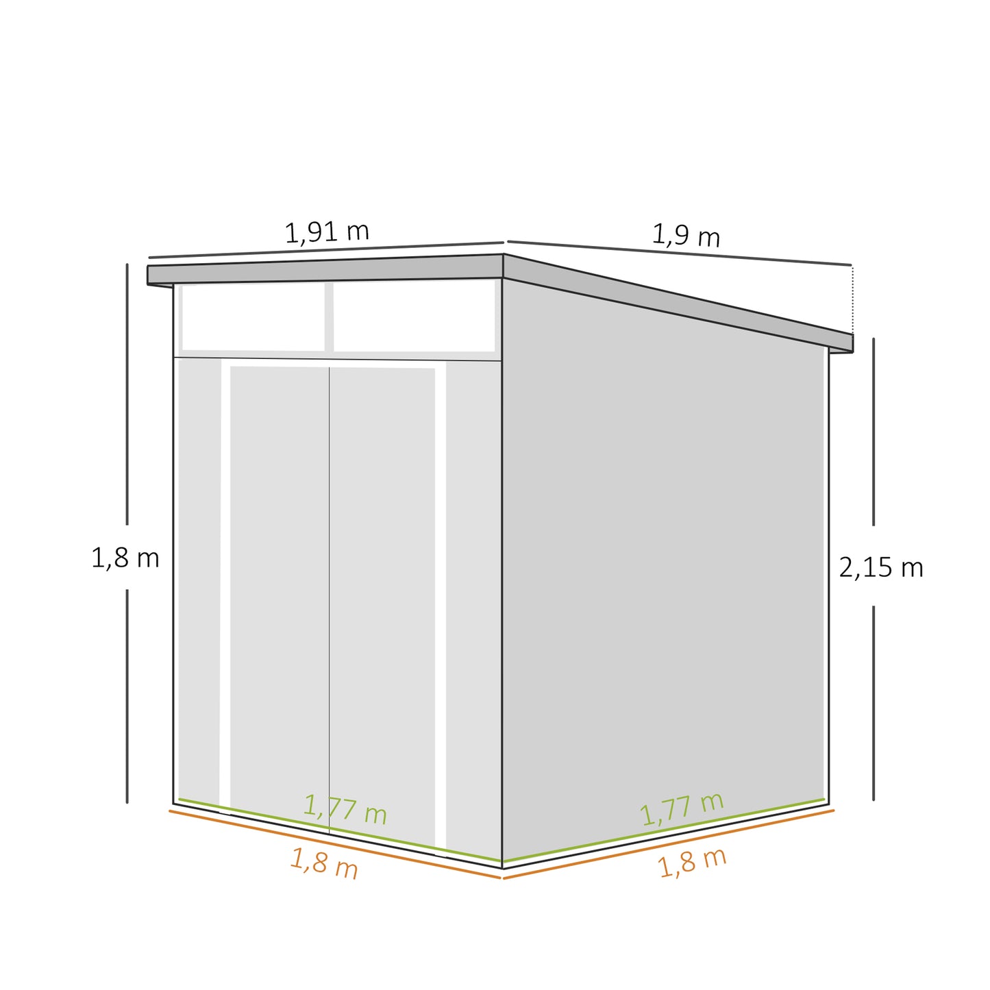 Outsunny Cobertizo De Jardín 3,24 M² 190x191x215 Cm Con Puerta Corredera Gris_2