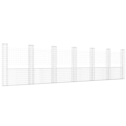 Cesta De Gaviones Forma De U 2 Postes De Hierro 740x20x200 Cm / Vetonek_5