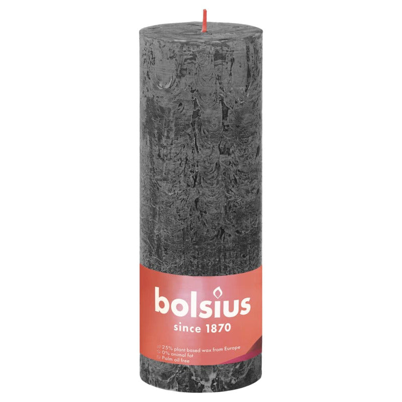 Bolsius Velas Rústicas Shine 4 Unidades Gris Tormentoso 190x68 Mm_1