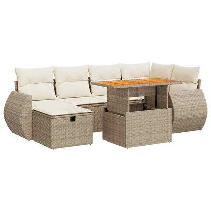 Set Sofás Jardín Y Cojines 8 Pzas Ratán Sintético Acacia Beige / Vetonek_5