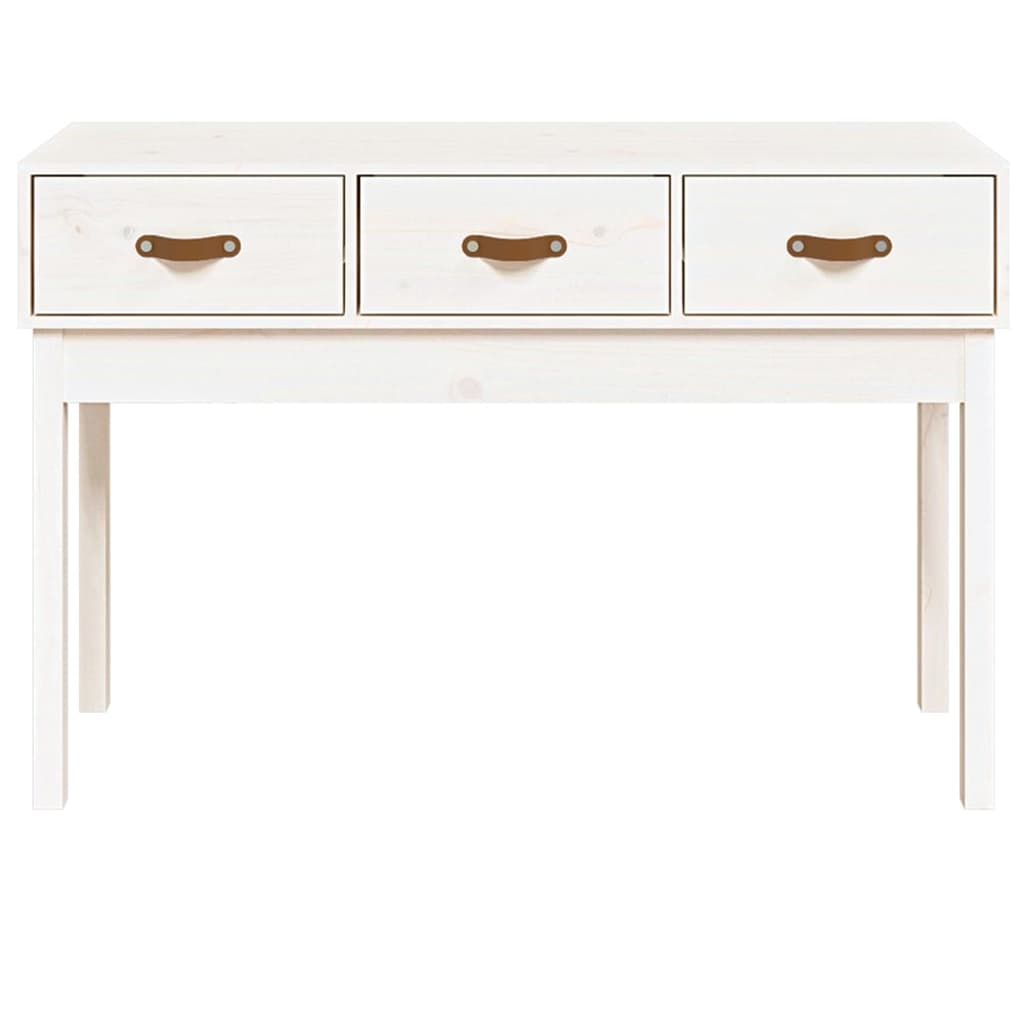 Mesa Consola De Madera Maciza De Pino Blanco 114x40x75 Cm_1