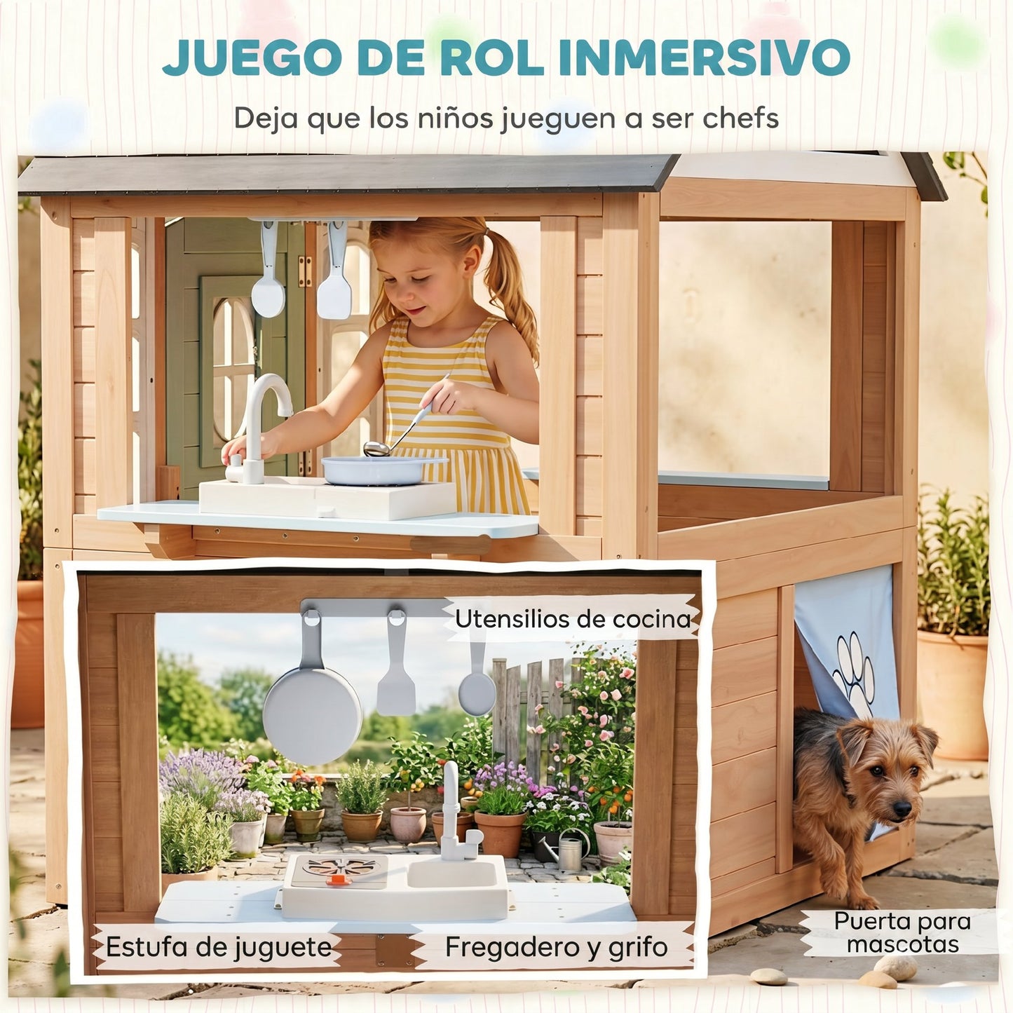 Aiyaplay Casita Infantil Exterior E Interior De Madera_3
