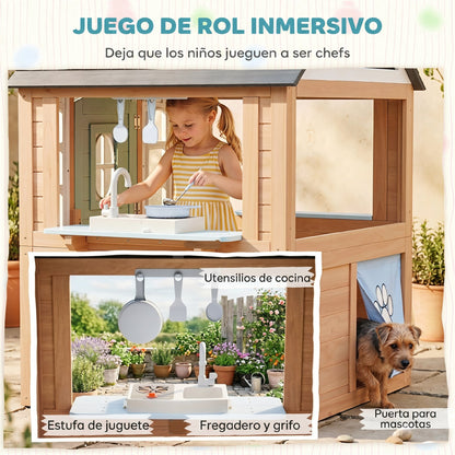 Aiyaplay Casita Infantil Exterior E Interior De Madera_3