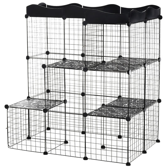 Pawhut Jaula Para Animales Pequeños Forma Personalizable 105x70x116 Cm Negro_0