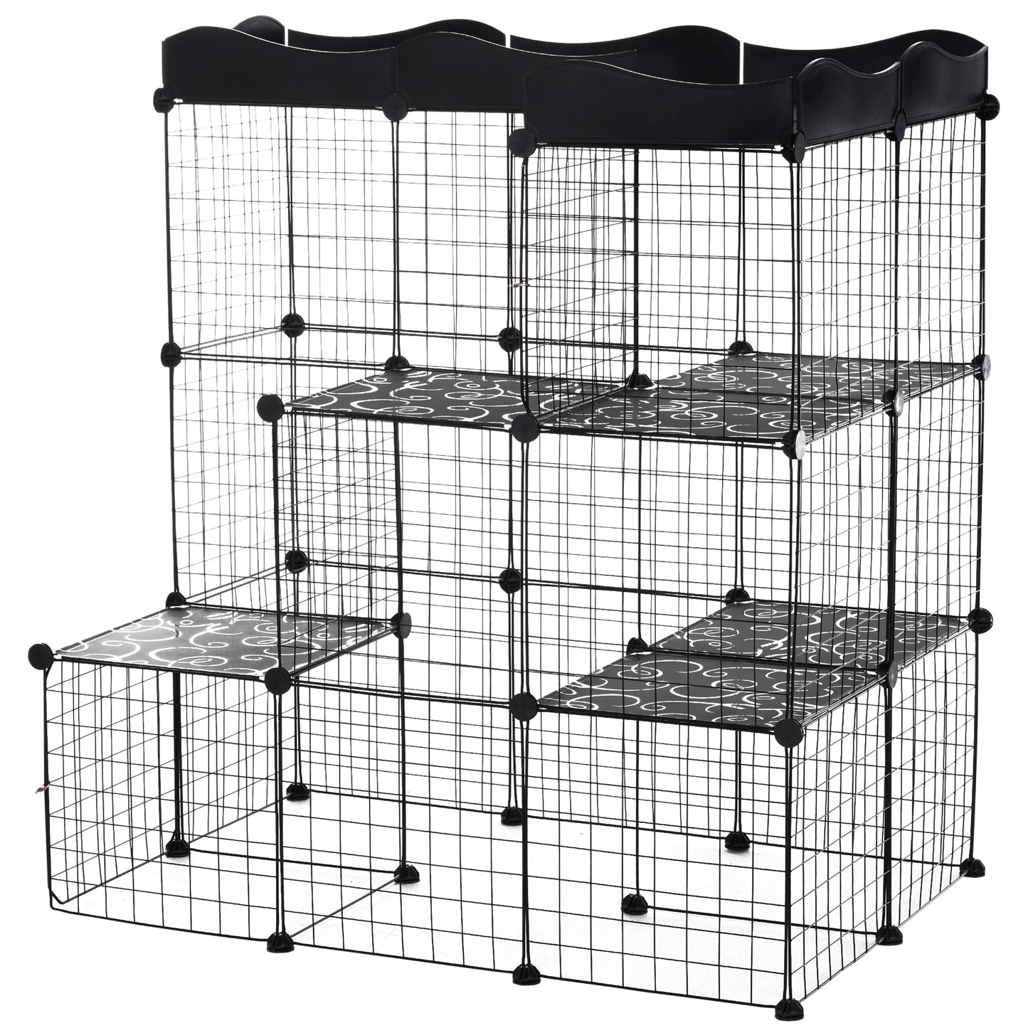 Pawhut Jaula Para Animales Pequeños Forma Personalizable 105x70x116 Cm Negro_0