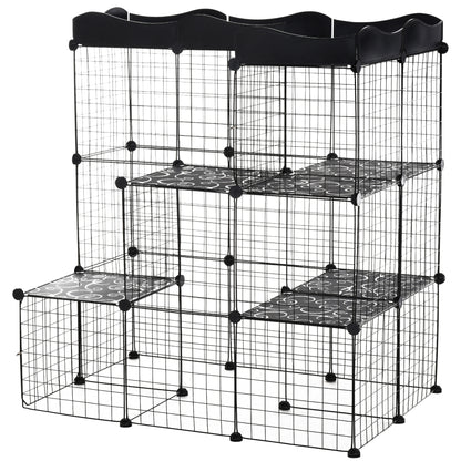 Pawhut Jaula Para Animales Pequeños Forma Personalizable 105x70x116 Cm Negro_0