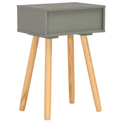Mesitas De Noche 2 Unidades Madera Maciza De Pino Gris_2