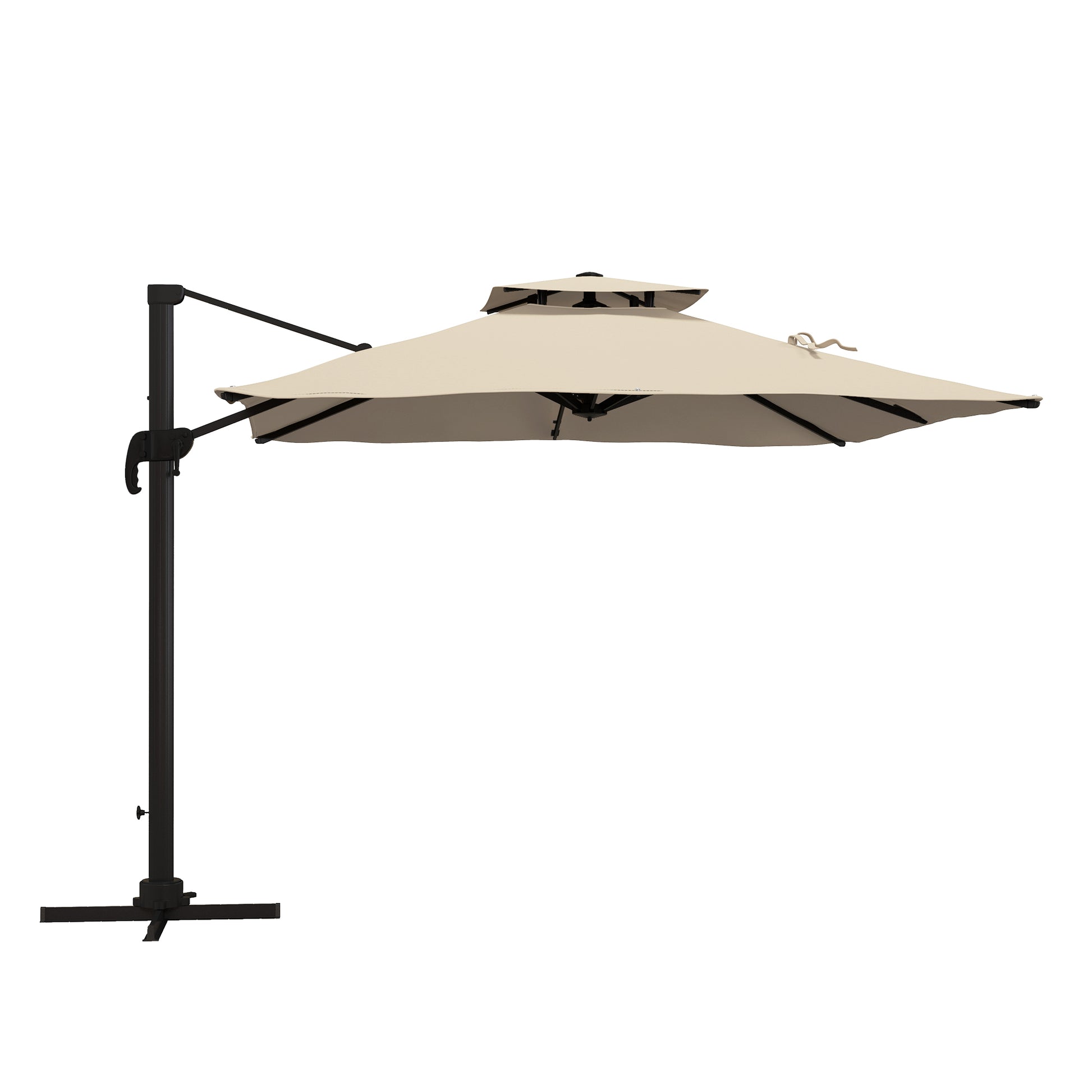 Outsunny Sombrilla De Jardín Inclinable 300x300 Cm Parasol De Aluminio Caqui_0