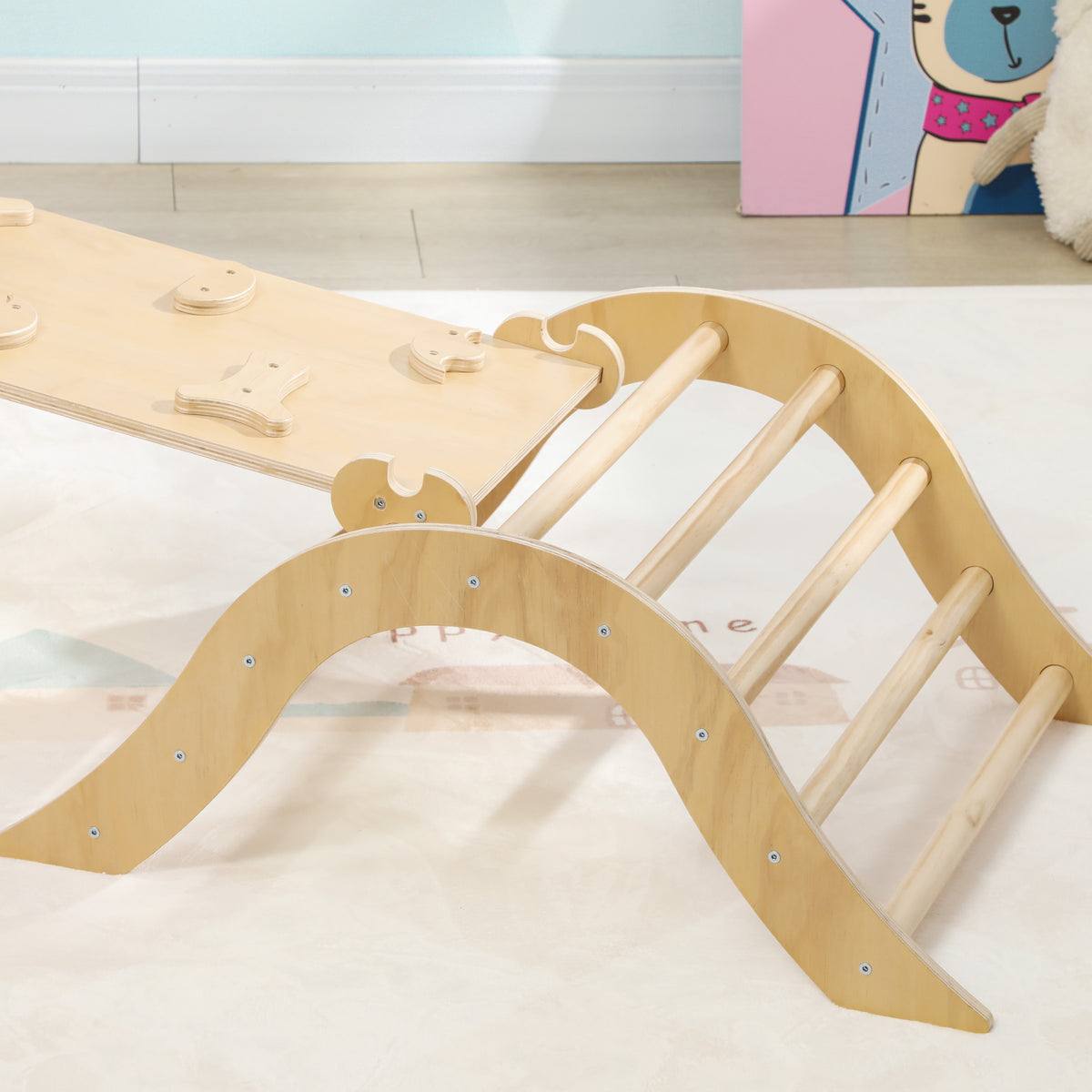 Escalador Para Niños Aiyaplay Tablero Multicapa De Pino Madera Natural 175x59.5x60 Cm_3
