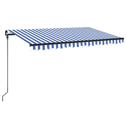 Toldo Manual Retráctil Con Led Azul Y Blanco 450x300 Cm_0