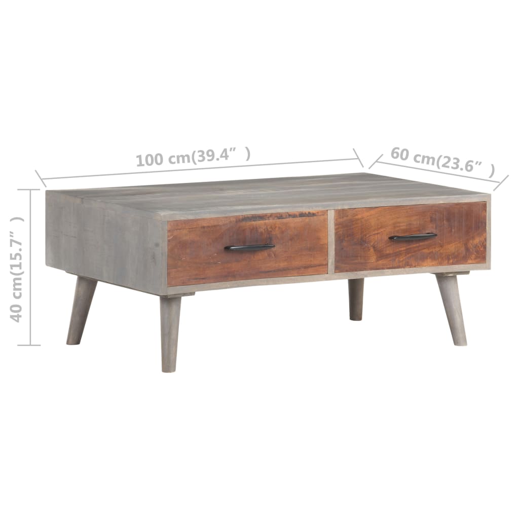 Mesa De Centro Madera Maciza De Mango Rugosa Gris 100x60x40 Cm_4